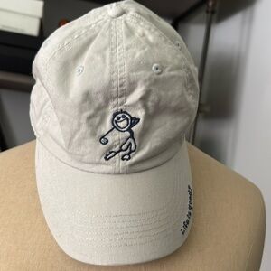Life Is Good Ball cap golf Mens unisex beige adjustable activewear embroidery